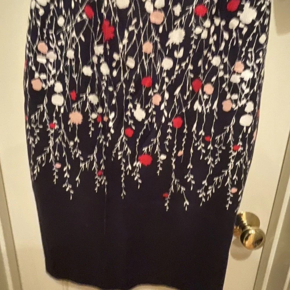 Boden Navy Floral Print Cotton Sleeve Sheath Dress Size US 8R Preppy Classic - Picture 3 of 12
